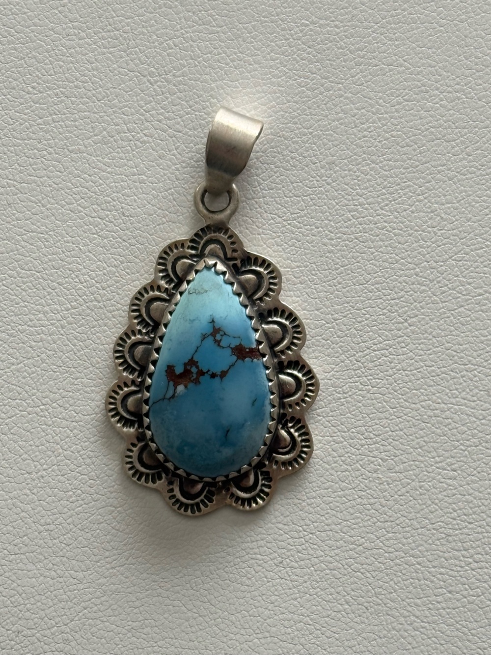 Handmade Southwestern Golden Hills Teardrop Pendant - Sterling Silver